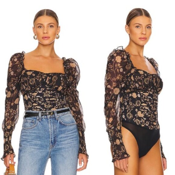 Intimately Free People Brunch Date Bodysuit, Floral, Black, Size XS - NWT - Picture 1 of 7